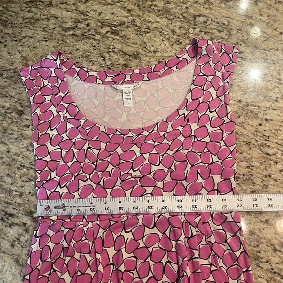 Diane Von Frustenberg DVF 100% Silk Taran Dress Cap Sleeve Pink Pattern Size 4 - Picture 10 of 11